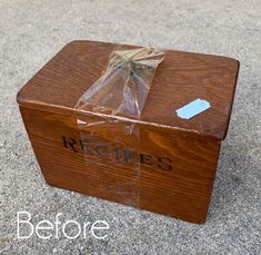 a wooden box with a plastic wrap around it and the words hopes written on it