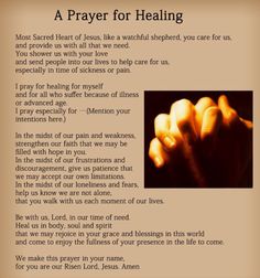 a prayer card with an image of flowers in the center and words above it that read, a prayer for healing