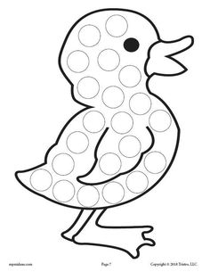 a black and white drawing of a duck with polka dots on it's body