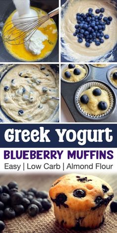 greek yogurt blueberry muffins are an easy, low carb dessert