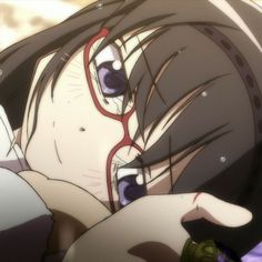 an anime character with glasses on her head and eyes closed, looking at the camera