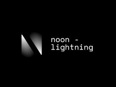 the logo for noon - lightning is shown on a black background with white letters