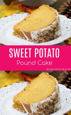 sweet potato pound cake on a white plate