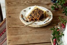 a piece of cake sitting on top of a plate next to a knife and fork