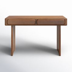 a wooden table with two drawers on it