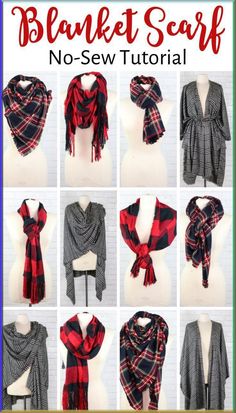 Learn How to Create a No-Sew Blanket Scarf and Easily Style it a Variety of Different Ways.  https://sweetredpoppy.com/how-to-make-a-blanket-scarf-three-different-ways-joann/diy-9/ No Sew Scarf, No Sew Blankets, Scarf Tutorial, Beginner Sewing, Plaid Blanket Scarf, Beginner Sewing Projects Easy, Leftover Fabric, How To Hem Pants, Sew In