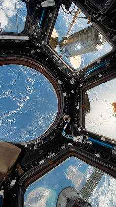 the view from inside an international space station