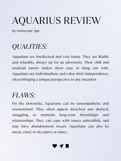 an article about aquarius is displayed in this image