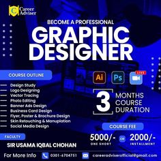 a flyer for graphic designer 3 month course