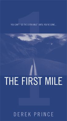 the first mile book cover with blue background and white cross on it's left side