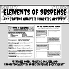 the elements of suspense and an annotating activity for students to practice their writing skills