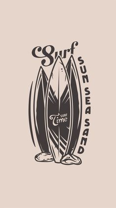 the surf board logo is shown in black on a beige background, with an image of two