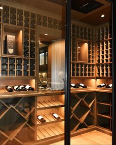 a wine cellar filled with lots of bottles