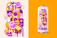 a can of fizzo on an orange and yellow background