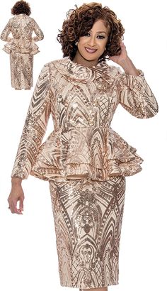 Dorinda Clark Cole 309212-CH Ladies Church Suit Dorinda Clark Cole, White Church Hats, Dinner Party Dresses, First Lady Church Suits, Lady Suits, 1 Piece Dress, Church Dresses For Women, Church Suits And Hats, Long Gown Styles