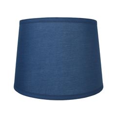 a blue lamp shade on a white background