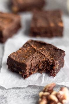 chocolate brownies with nuts on the side