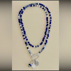 New Beautiful Blue Sodalite & African Recycled Glass Beaded Necklace With Pearl & African Charms. Necklace Is 36 Inches Long. Sodalite Necklace, Necklace With Pearl, Charms Necklace, Recycled Glass Bead, Blue Sodalite, Jewelry Blue, Glass Bead Necklace, Glass Necklace, Recycled Glass