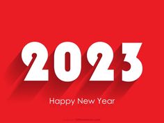 a red and white happy new year card with the number 2053 on it's side