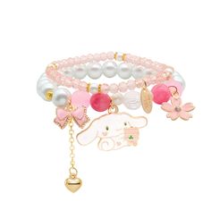 PRICES MAY VARY. Kawaii Bracelet:Cute bracelet comes in three styles, Each style contains a crystal bracelet with rosette flower heart charms and an anime bracelet . Material:The double layered bracelet is made of crystal stone,which is not easy to break and will not fall off.Harmless to your body. Size:The anime inspired bracelets are 2.5inch(8CM) in diameter.Elastic length.Can fit any size wrist. Perfect Gift: The kawaii bracelets are nice gift to best friends, besties on birthday, new year, C Elastic Beaded Bracelets, Kawaii Bracelet, Bracelets Cute, Crystal Bead Bracelet, Bracelet For Girls, Bracelet Pack, Teen Jewelry, Friendship Jewelry, Stylish Bracelet