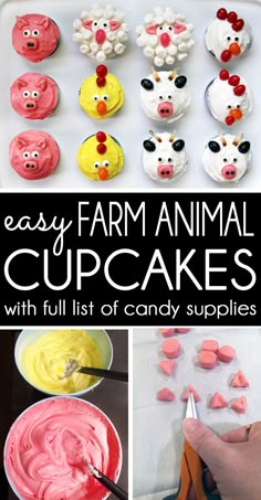 easy farm animal cupcakes that are fun to make with the kids and adults