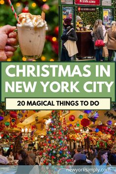 christmas in new york city with text overlay that reads 20 magic things to do