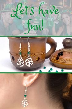 These fun St Patrick’s Day Shamrock earrings feature lightweight silver-tone metal clover charms that dangle from sterling silver ear wires would be perfect to wear to a St Patty’s Day party or for any time you would like a lucky vibe! These also make a great gift for your mom, sister or girlfriend, if they like Celtic jewelry! They would look great for girls with green eyes or red hair because of the beautiful emerald green Swarovski crystal. Graduation Gifts For Sister, College Girl Gifts, Shamrock Earrings, Girl With Green Eyes, Clover Jewelry