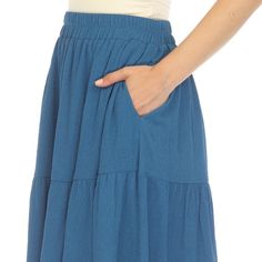 Elevate your fashion game with this flowy and effortlessly chic skirt. This maxi skirt from White Mark boasts a pleated design that adds texture, movement, and a touch of sophistication to your look. Dress it up or down as this skirt is incredibly versatile. Pair it with a tucked in blouse and heels for a sophisticated look or go for a more relaxed vibe with a tucked in tee and sandals and pair it with a jacket on chilly days. It’s perfect for various occasions and style preferences. Flowy Maxi Skirt For Day Out, Flowy Wide Leg Maxi Skirt For Day Out, Lined Maxi Skirt For Day Out, Maxi Skirt For Day Out With Lining, Day Out Tiered Maxi Skirt, Flowy Wide-leg Maxi Skirt For Day Out, Spring Maxi Skirt With Elastic Waistband, Casual Flowy Maxi Skirt With Elastic Waistband, Flowy Maxi Skirt With Elastic Waistband For Day Out