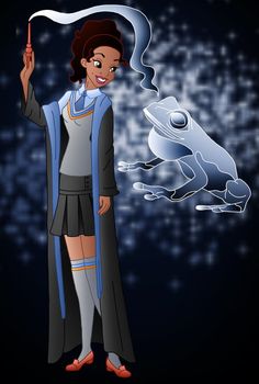 Tiana as Ravenclaw Ravenclaw Robes, Raven Claw, Disney Hogwarts, Princesa Tiana, Harry Potter Disney, Disney Board, Disney Nerd, Twisted Disney