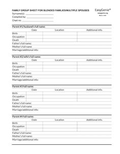 the family meeting form is shown in this file, and contains information for each member