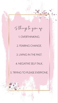 a pink and gold frame with the words 5 things to give you up on it