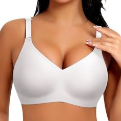 PRICES MAY VARY. ADJUSTABLE DESIGN - The bras feature adjustable shoulder straps and back closures, allowing you to customize the fit to your comfort level. The 4-row back hooks are designed to reduce the appearance of back fat and provide additional support, ensuring a smooth and flattering silhouette. The widened shoulder straps offer effective support and help alleviate any strain on your shoulder SUPER SOFT COMFORTABLE BRAS - This wireless bra is made of 55% nylon 45% spandex, making it ultr Supportive Bras, Scalloped Design, Wireless Bras, Light Activities, Back Fat, Comfortable Bras, Lounge Lingerie, Seamless Bra, Wireless Bra