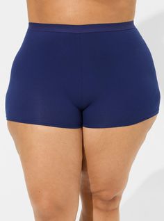 Matching Style(s): Search 15065256 FIT High rise. Full coverage. 3” inseam. MATERIALS + CARE Cotton-blend knit fabric. 95% cotton, 5% spandex. Machine wash cold. Dry flat. Imported. DETAILS Boyshort length. The best plus size women's cotton high-rise shortie panty panties in beacon blue made of cottonspan. Basic Bottoms With Ribbed Waistband And Short Length, Athleisure Seamless Comfort Stretch Bottoms, Solid Color Bottoms With Ribbed Waistband, Comfort Stretch Seamless Yoga Bottoms, Basic Solid Short-leg Bottoms, Blue Bottoms With Stretch And Contoured Waistband, Blue Workout Bottoms With Contoured Waistband, High Stretch Elastane Short Bottoms, Sporty Blue Bottoms With Contoured Waistband