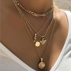 Material: Zinc Alloy Length: 17.7" Top Rated Seller Quick Shipper Open To Offers 1800+ Listings Sold Long Drop Necklace, Multi Layered Necklace, Zara Necklace, Stackable Necklaces, Necklace Top, Real Gold Jewelry, Stacked Necklaces, Multi Layer Necklace, Rose Pendant