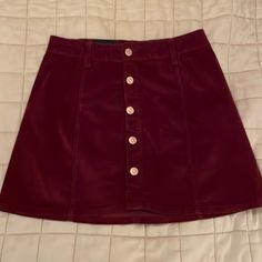 Celebrity Pink Brand A-Line Corduroy Skirt With Button Front Burgundy, Deep Red Color New With Tags, Never Worn Size 3/26 Length Approx 15” Waist Approx 14” Across Red Mini Skirt With Button Closure, Red Buttoned Skirt, Fashion Definition, Rosabella Beauty, Pink Skirts, Real Fashion, Burgundy Skirt, Style Bundle, 2000s Outfits