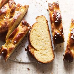 slices of bread sitting on top of a white plate