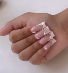 Adorable Nails, Pink Ombre Nails, Really Cute Nails, Nail Idea, Cute Gel Nails, Gem Nails, Square Acrylic Nails