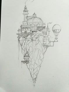 this is a drawing of a castle in the sky