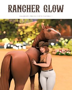 a woman standing next to a brown horse