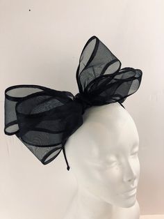 Black bow Fascinator - Bow Wedding Headpiece -chiffon and satin bow- Kentucky derby- Big bow Headband Hi, This triple bow headband has a handmade 4 inch chiffon with black satin edge. 10 inches long. It's sprayed with stiffener to hold its shape. Colors: Black Navy It's all placed on a 1/8 inch covered headband. This covered headband fits any head size and very comfortable. Plus no headaches! Pick a headband that matches Your hair color so it blends in. Light weight! For all ages...5 to 85 I am Summer Satin Bow Headband, Spring Party Hair Accessories With Satin Bow, Elegant Spring Hair Accessories With Decorative Bow, Spring Satin Bow Headband, Summer Bow Headband, Adjustable Summer Headband With Satin Bow, Summer Decorative Bow Headband, Spring Party Hair Accessories With Decorative Bow, Summer Party Hair Accessory With Decorative Bow