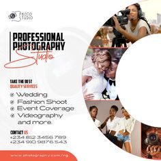 an advertisement for professional photography studio