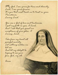 an old photo of a woman with a nun's head and the words in her handwriting