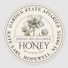 the garden state appraiies sticker is shown in black and white with flowers on it