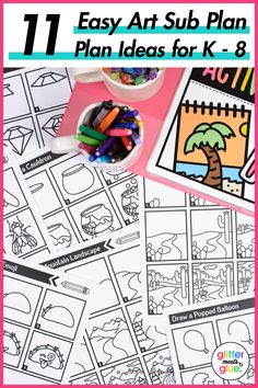 printable art sub plan worksheets art teachers can give to substitute teachers covering their art lessons Last Minute Art Lesson, Elementary Art Crafts, Art Class Worksheets, Free Art Worksheets, Fun Friday Art Activities, 1 Day Art Projects For Elementary, Kindergarten Art Lessons Easy, Easy Art Lessons Elementary, One Day Kindergarten Art Lesson