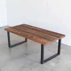 Reclaimed Wood Coffee Table / Industrial U-Shaped Steel Legs Pictured in Reclaimed Oak / Textured & Blackened Metal Coffee Table Industrial, Wood Entryway Bench, Table Industrial, Reclaimed Wood Table, Steel Coffee Table, Reclaimed Wood Coffee Table, Coffee Table Legs, Industrial Coffee Table, Metal Table Legs