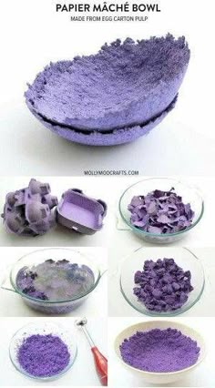 the process to make purple cake is shown