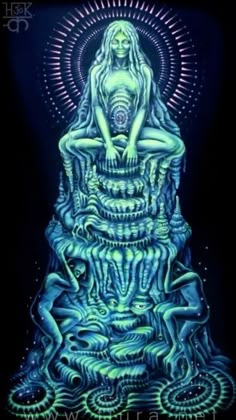 Fluorescent Painting, Kundalini Shakti, Wahe Guru, Black Light Posters, Sound Art, Alien Art, Whimsical Illustration, Visionary Art