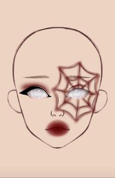 Simple Face Art Makeup, Makeup Looks Characters, Simple Halloween Makeup Spider, Clown Makeup Looks Drawing, Character Makeup Looks, Clown Makeup Pretty, Crazy Makeup Ideas, Makeup Ideas Drawing, Makeup Tutorials Step By Step