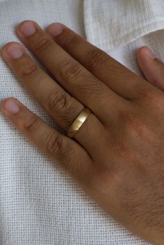 A classic comfort fit gold band with a chic brushed finish. Custom made to order. Please allow 2-3 weeks for delivery. Pre Black Friday, New Bands, Classic Gold, Ring Collections, Gold Band, Diamond Studs, 18k Rose Gold, Ring Bracelet, Gold Bands