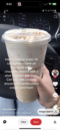 someone is holding up a cup of coffee in their hand and the caption reads, how to order hi can please have an iced